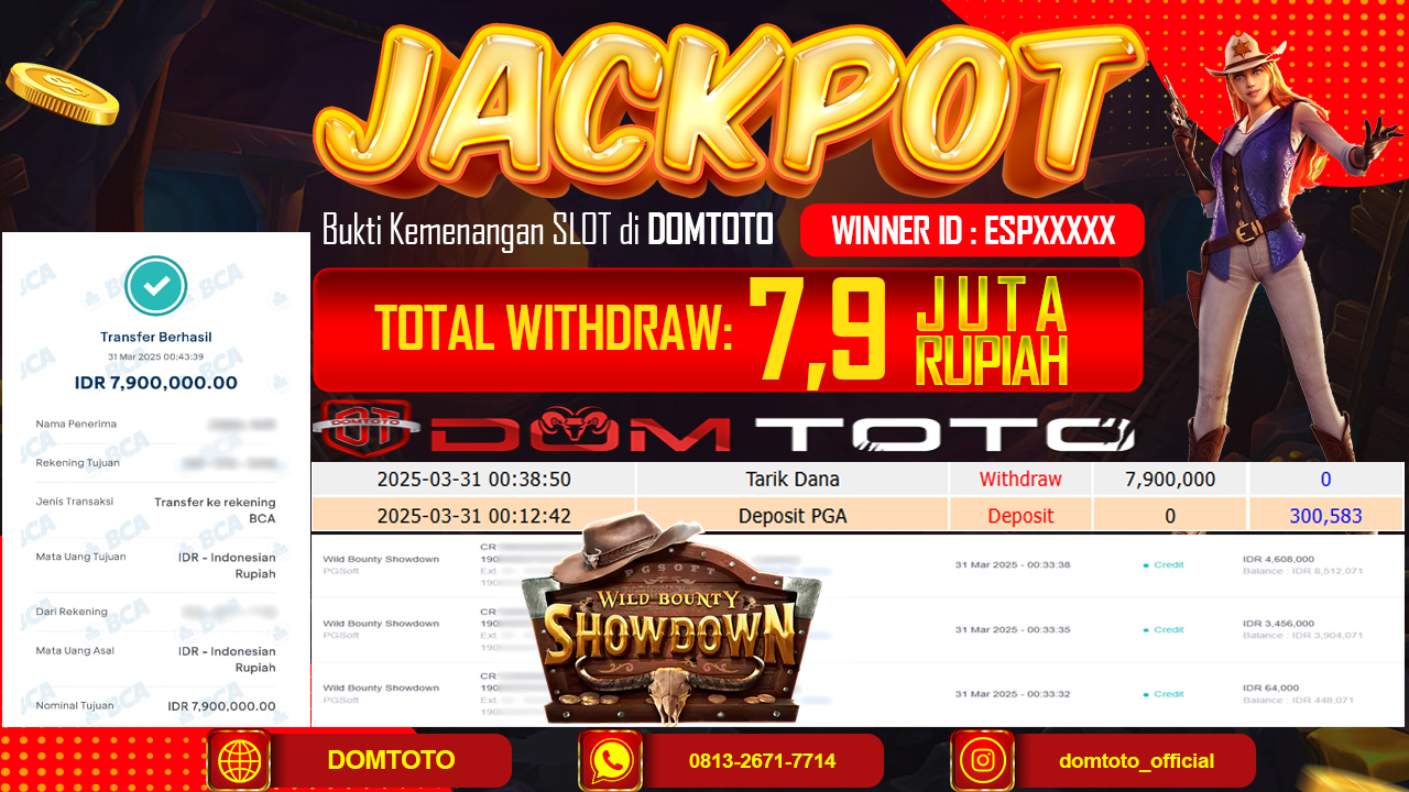 JACKPOT SLOT WILD BOUNTY SHOWDOWN  31 MARET 2025